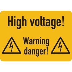 Warnschild, High voltage!, Folie - ISO 7010 - 52x37 mm Folie selbstklebend