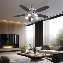 GLOBO Jerry 130 cm Deckenventilator mit Licht chrom/nickel matt