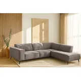 PLACES OF STYLE Ecksofa PLACES OF STYLE "Lorcan, Breite 275 cm, weiches Sitzgefühl", braun, B:275cm H:77cm T:210cm, 100% PES, Sofas, Ecksofa, Massivholz- oder Metallfüße, Lederoptik, Struktur, Chenille, Boucle