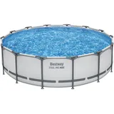 BESTWAY Steel Pro Max Frame Pool Set 427 x 107 cm lichtgrau inkl. Filterpumpe + Zubehör