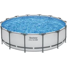 BESTWAY Steel Pro Max Frame Pool Set 427 x 107 cm lichtgrau inkl. Filterpumpe + Zubehör