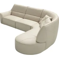 Egoitaliano Ecksofa "Puffy, extravagant & edel, Retro Designsofa, hoher Sitzkomfort, L-Form", weiß (paper), B:330cm H:88cm T:205cm, Leder »BULL« (echtes Rindsleder). Geschliffenes, pigmentiertes und behandeltes Rindsleder mit einer Dicke von 1, 3-1, 5 mm.