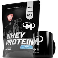 1kg Mammut Whey Protein Eiweißshake - Set inkl. Protein Shaker, Riegel, Powderbank oder Tasse (Coconut White Chocolate, Mammut Keramik Tasse)