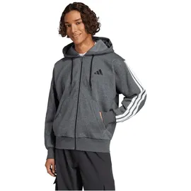 adidas Essential Three Stripes Fleece Kapuzenjacke Herren Dark Grey Heather/Black XXL