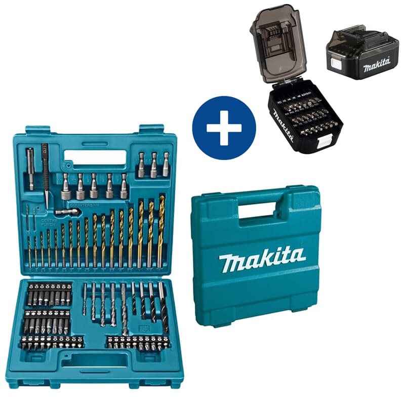 Makita Bit & Bohrer-Set 96-teilig B-49373 + B-68323 für Metall & Holz