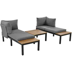 Merax Gartenlounge-Set wetterfest Lounge Set, Stoffbezug kann die Rückseite des Stuhls abdecken, Grau