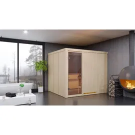 Karibu Gobin inkl. 9 kW Ofen + int. Steuerung + Dachkranz