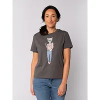 wat? APPAREL T-Shirt Hipster Cat with Moustache in Grau | Gr.: 34
