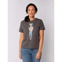 wat? APPAREL T-Shirt Hipster Cat with Moustache in Grau | Gr.: 34
