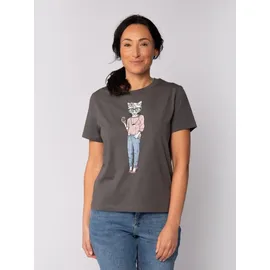 wat? APPAREL T-Shirt Hipster Cat with Moustache in Grau | Gr.: 34