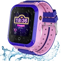 4G Kinder Smartwatch, IP67 wasserdichtes Uhrentelefon für Kinder mit GPS,2-Wege-Anruf,SOS,Video-Chats,Kamera,Schrittzähler,HD-Touchscreen für 3-12 Jahre Jungen Mädchen Geburtstag Geschenk (Violett)