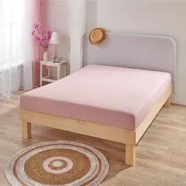 BettwarenShop Spannbettlaken Jersey-Elasthan 120 x 200 - 130 x 220 cm rosa
