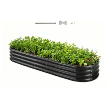 Vevor Hochbeet Pflanzbeet Metall 239 x 60 x 27 cm Dunkelgrau
