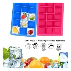 Intirilife 2x Eiswürfelformen in BLAU - 2er Set à 15 Fächer Eiswürfel Silikonformen mit Deckel - 18 x 13 x 2.5