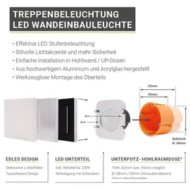 Longlife LED LED Treppenleuchten mit Bewegungsmelder eckig weiß 1,5W - Lichtfarbe: CCT - Lich...