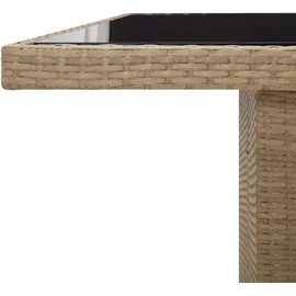 vidaXL 11-tlg. Garten-Bistro-Set mit Kissen Beige Poly Rattan