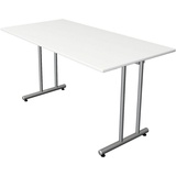 Kerkmann Schreibtisch weiß rechteckig, C-Fuß-Gestell silber 140,0 x 70,0 cm