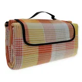 Haus und Deko Picknickdecke wasserdicht orange gelb 130x170 cm Strandmatte Stranddecke Outdoordecke weicher Fleece Camping Strand praktischer Tragegriff