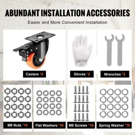 Vevor Möbelrollen 4er-Set Lenkrollen PVC φ76,2mm Laufrollen 454kg Tragfähigkeit Transportrollen mit A/B-Bremsen Kastenrollen 360° Drehbar Schwerlastrollen für Häusern Büros Studios Fabriken