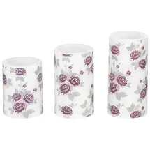 Mojawo LED Echtwachs Kerzen 3tlg H15-13-10 cm mehrfarbig