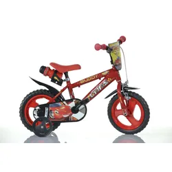 Kinderfahrrad DINO "Cars Buddy 12 Zoll" Gr. 21, rot, Fahrräder, Kinder, 21cm, 12 Zoll (30,48cm), mit Stützrädern, Trinkflasche und Frontschild