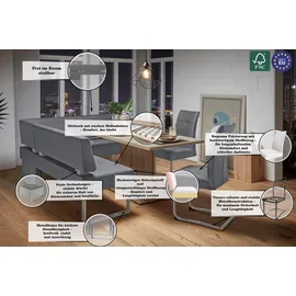 Home Affaire Rab 180 x 88 x 140 cm Kunstleder langer Schenkel links hellgrau