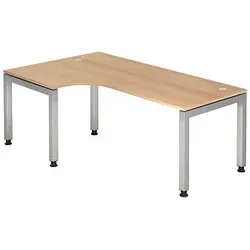 HAMMERBACHER Prokura höhenverstellbarer Schreibtisch eiche L-Form, 5-Fuß-Gestell eiche 200,0 x 120,0 cm