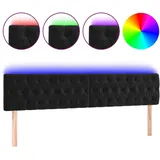 vidaXL LED Kopfteil Schwarz 180x7x78/88 cm Samt