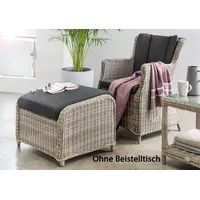 Destiny Balkonset LUNA CASA Sessel - Fußhocker, Polyrattan, vintage weiß