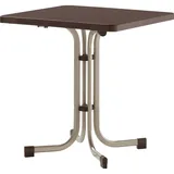 Sieger Boulevard-Klapptisch mit mecalit-Pro-Platte 70 x 70 x 72 cm champagner/schieferdekor mocca