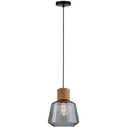 Paulmann Neordic Pendelleuchte Elia  E27   max. 20W Rauchglas Kork Schwarz dimmbar Glas Kork Metall 79739