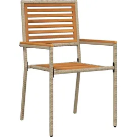 vidaXL Garten Essgruppe 7 pcs Beige Poly Rattan vidaXL