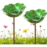 2/3 Stück Vogeltränke Blume, Metall Blumen Gartenstecker Vogeltränke, Dekorative Bienentränke für den Garten, Insektentränke Garten für Vögel, Bienen, Schmetterlinge (2 Stück-G)