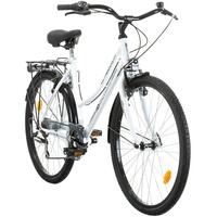 Probike 26 Zoll City Fahrrad Urban Cityräd Shimano 6-Gang Damen, Herren, Mädchen, geeignet ab 155 cm - 175 cm (Weißer Glanz)