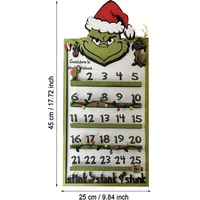 Weihnachts-Adventskalender, Wandbehang, Holz, grüne Elfentafel, Dekoration, 25-Tage-Countdown-Kalender, Urlaubsdekoration - Grün