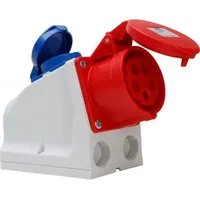 Kopp 100400005 CEE-Kombi-Wandsteckdose: CEE-Steckdose+Schutzkontakt-Steckdose, Klappdeckel, Farbe: grau-rot-blau - 3