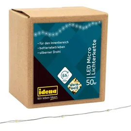 IDENA Lichterkette 50 LED Micro silber