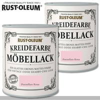 Rust-Oleum 2 x 750 ml Kreidefarbe Möbellack Porzellan Rosa Shabby Rustoleum
