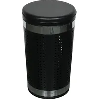 MSV Wäschekorb Wäschesammler Wäschetruhe mit Sitzkissen Rund, 60,5 cm Höhe Metall Schwarz