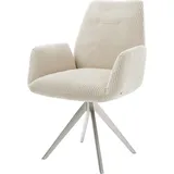 DeLife Esszimmerstuhl Zoa-Flex Cord Beige Kreuzgestell kantig Edelstahl Taschenfederkern,