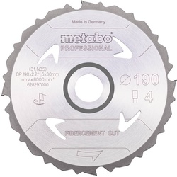 Metabo Kreissägeblatt Fibercement 190x30 mm Z4, 5° Zement Gips Handkreissägen