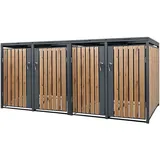 ML-Design Mülltonnenbox 4Er 4 Tonnen 240L 264x80x116,3cm Anthrazit-Eichenoptik