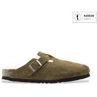 Birkenstock für Damen. 1001141 Clogs aus Leder Boston mit Lammfell (Schmale Passform) braun (39), Wohnung, Keine, Lässig
