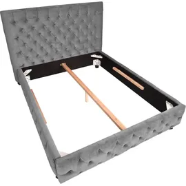Riess-Ambiente Doppelbett PARIS 180x200cm grau Samt Chesterfield