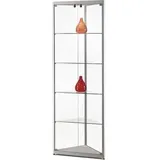 SDB Glasvitrine MPC-500-H, Eckvitrine, stehend, mit LED-Beleuchtung, 4 Fachböden, 50 x 200 x 50cm, silber