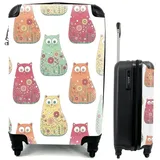 MuchoWow Handgepäckkoffer Mädchen - Katze - Blumen - Muster - Mädchen - Kinder - Kinder, 4 Rollen, Reisetasche mit rollen, Handgepäck für Ferien, Trolley, Reisekoffer bunt