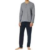 SCHIESSER Schlafanzug lang mit Knopfleiste-Nightwear Set Pyjamaset, Nachtblau_182515, 54