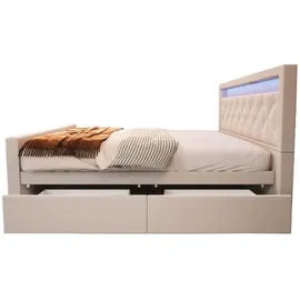 Home Deluxe Polsterbett inkl. Matratze und Topper VELARA 180x200 Matratze Härtgrad H2/H3, Versch. Ausführungen - beige