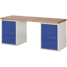 tecwerk Werkbank Ser.BK 650 B2000xT700xH840mm Buche lichtgrau/blau 12 Schubl.TECWERK