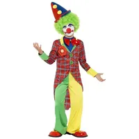 Smiffys Clown-Kostüm Party Clown Kostüm Karneval Faschingskostüm Kinder, Klassisches Clownkostüm für den Nachwuchs rot 134-140